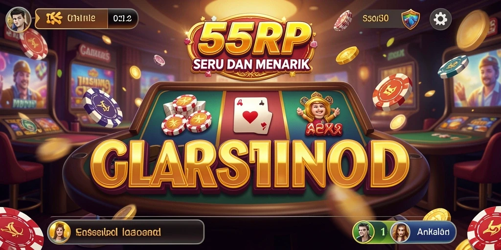Tampilan gameplay mendebarkan dalam aplikasi Kasino 55RP.