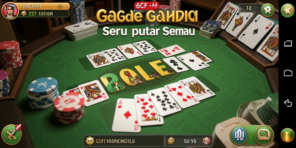 Screenshot permainan Gaple yang menampilkan suasana kompetitif.