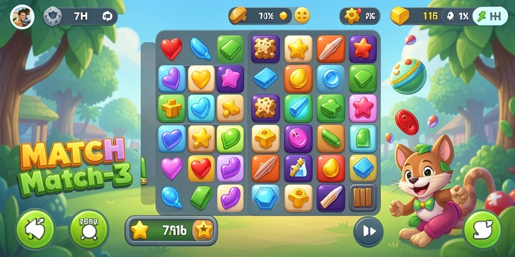 Screenshot gameplay 71H yang penuh warna dan seru.