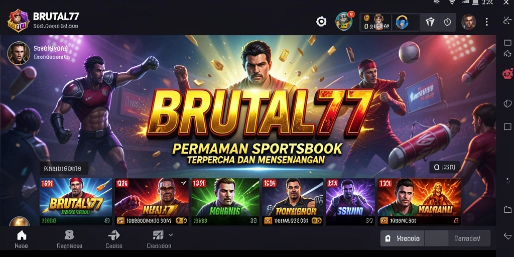 Screenshot gameplay BRUTAL77 menampilkan pengalaman Sportsbook yang menegangkan.