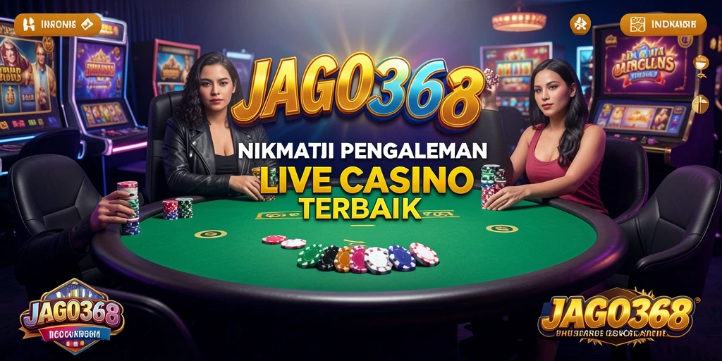 Tampilan gameplay Live Casino di JAGO368 dengan dealer langsung.