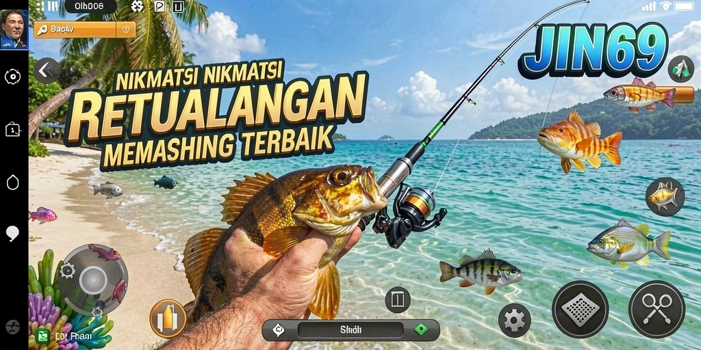 Tampilan gameplay JIN69 dengan aksi memancing yang mendebarkan.