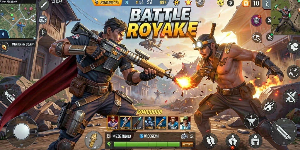 Gameplay seru dalam pertarungan Battle Royale di KOMBO88.