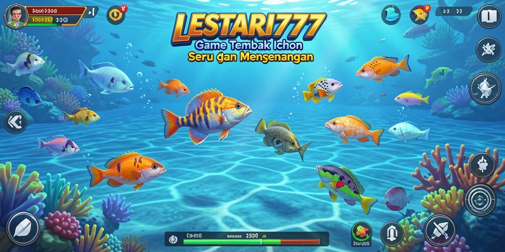 Tampilan gameplay seru dalam LESTARI777, menembak ikan dengan berbagai tantangan.