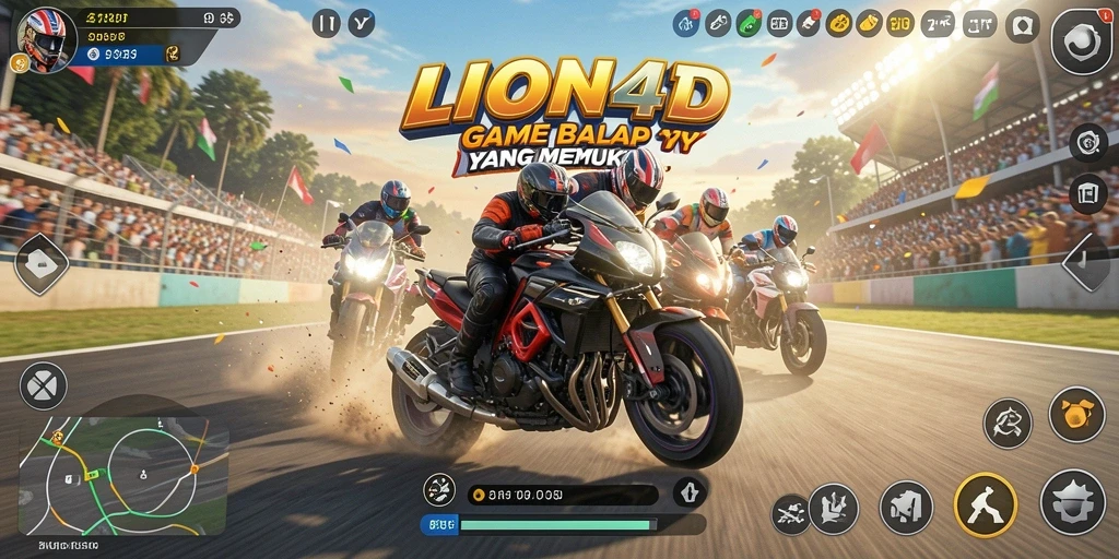 Tangkapan layar gameplay LION4D yang menampilkan adrenalin balap yang nyata.