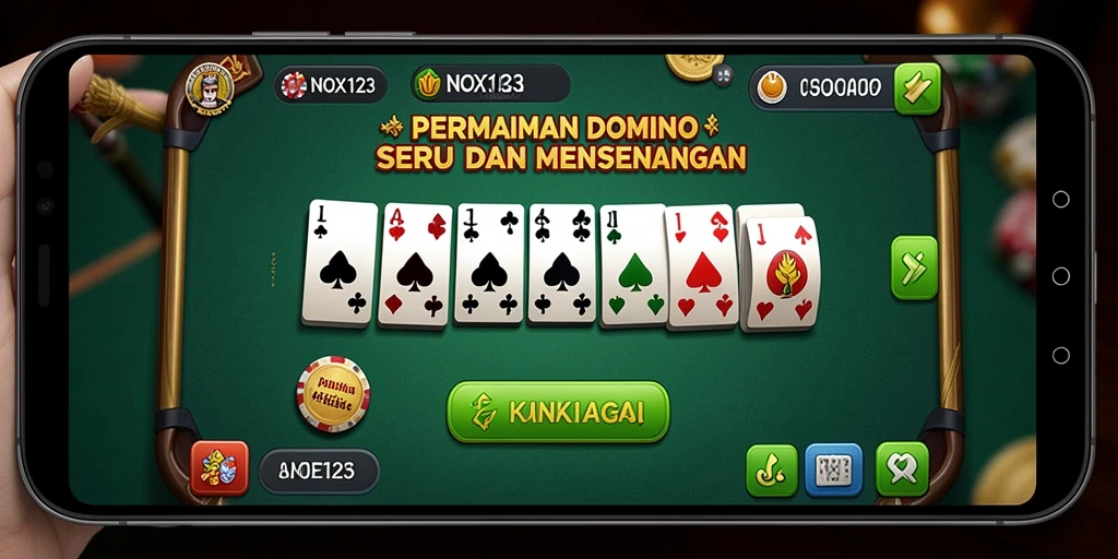 Tampilan menarik yang menunjukkan aksi gameplay <strong>NOX123</strong> dalam permainan domino.
