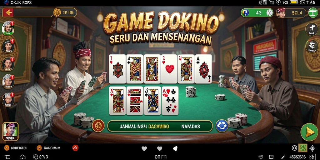 Screenshot gameplay <strong>OKJK</strong> yang menampilkan momen mendebarkan saat bermain domino.