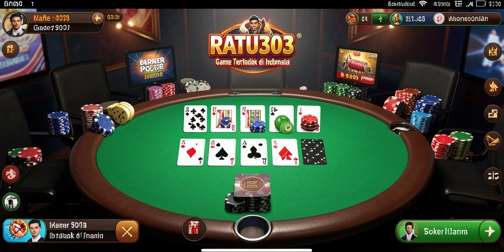 Tampilan menarik dari gameplay poker di RATU303 dengan fitur interaktif.