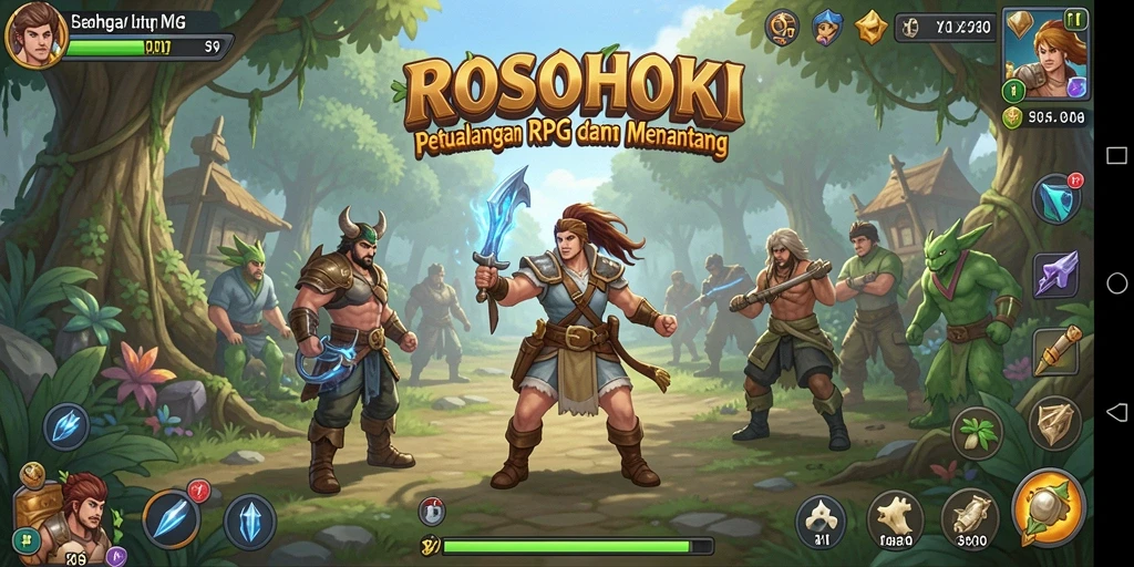 Tangkapan layar utama ROSOHOKI menunjukkan aksi pertarungan yang mendebarkan.