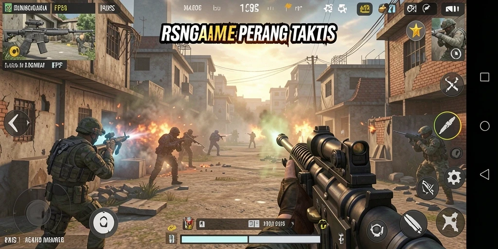 Tampilan gameplay RSNGAME yang mendebarkan dalam suasana FPS.