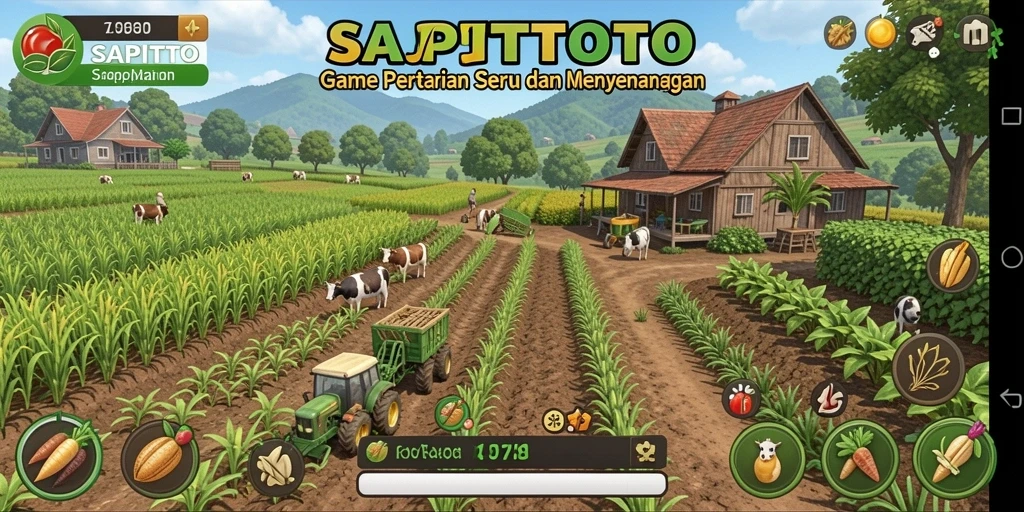 Tampilan gameplay SAPITOTO yang menampilkan aktivitas bertani yang seru.