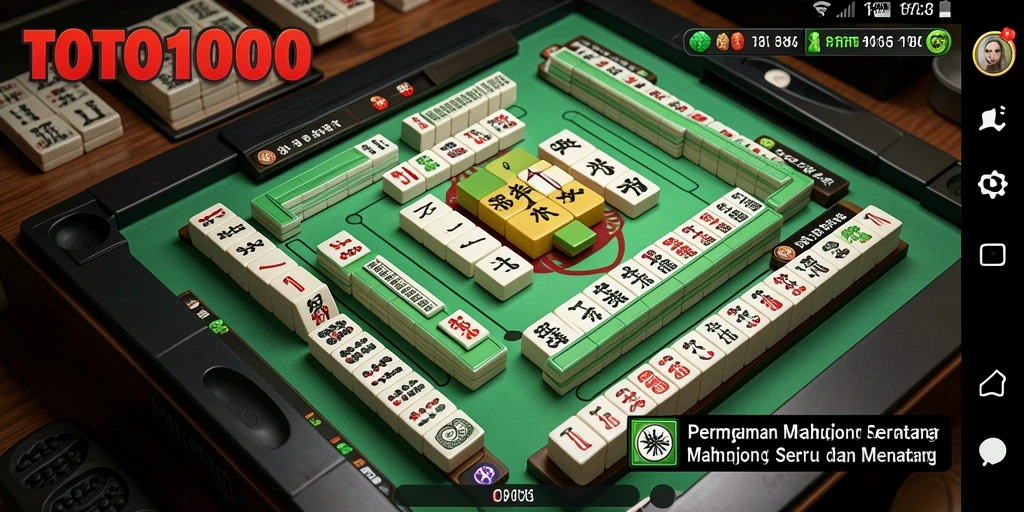 Screenshot dari gameplay TOTO1000 yang menunjukkan momen permainan Mahjong