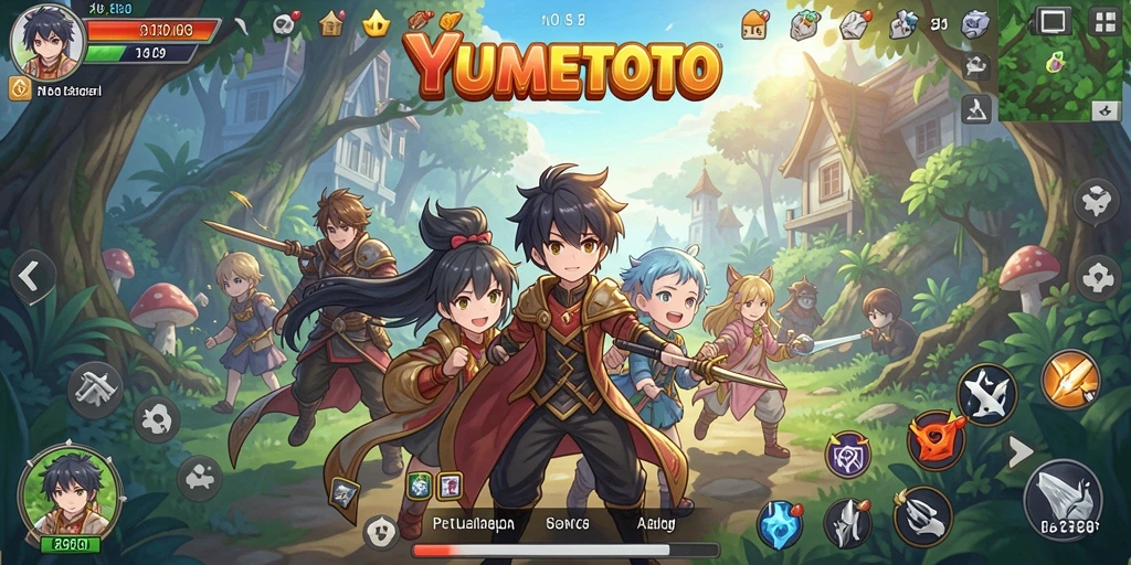 Tampilan gameplay menakjubkan dari YUMETOTO yang penuh warna.