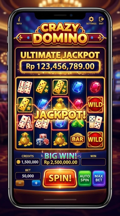 Menu aplikasi yang mudah dinavigasi di crazydomino.